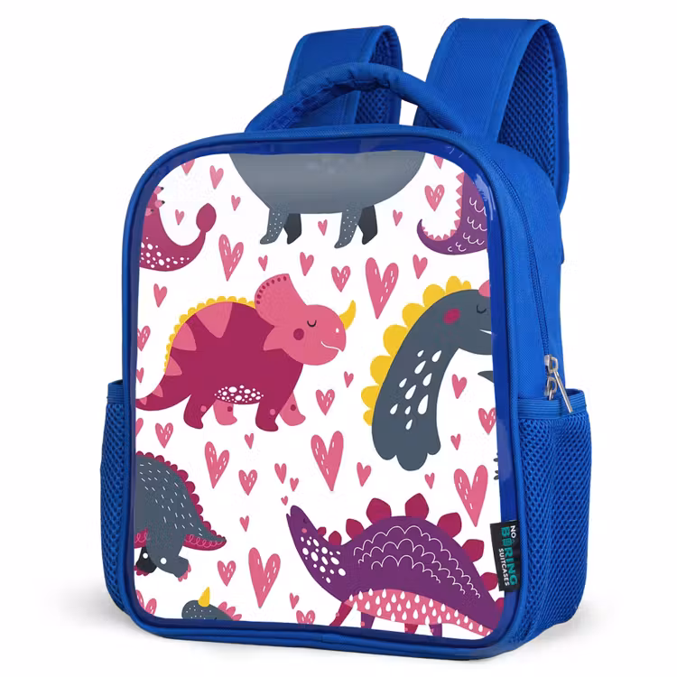 Kids backpack - Blue - Dino - Heart - Patterns - Pink - Girls - Dinosaur — 7