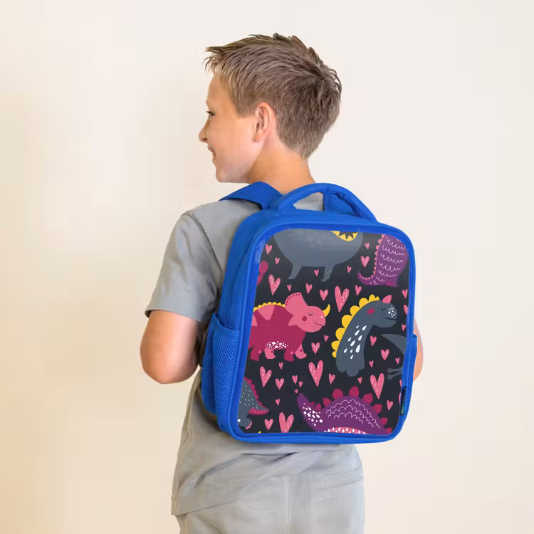 Kids backpack - Blue - Dinosaur - Child - Patterns - Pink - Girls — 2
