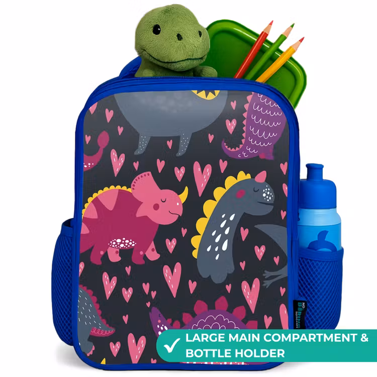 Kids backpack - Blue - Dinosaur - Child - Patterns - Pink - Girls — 5