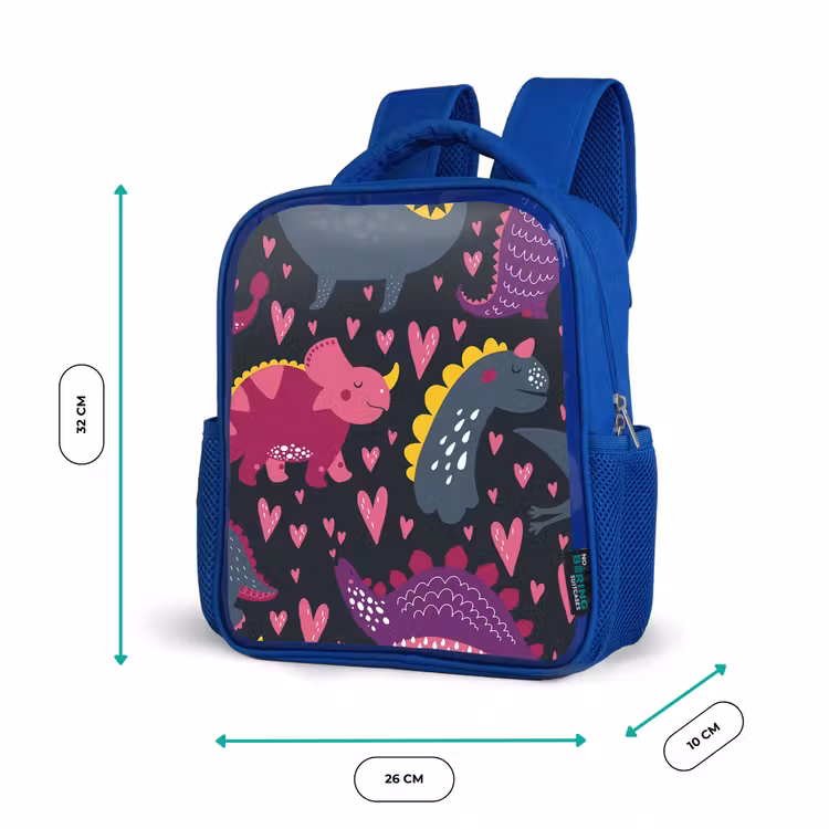 Kids backpack - Blue - Dinosaur - Child - Patterns - Pink - Girls — 6