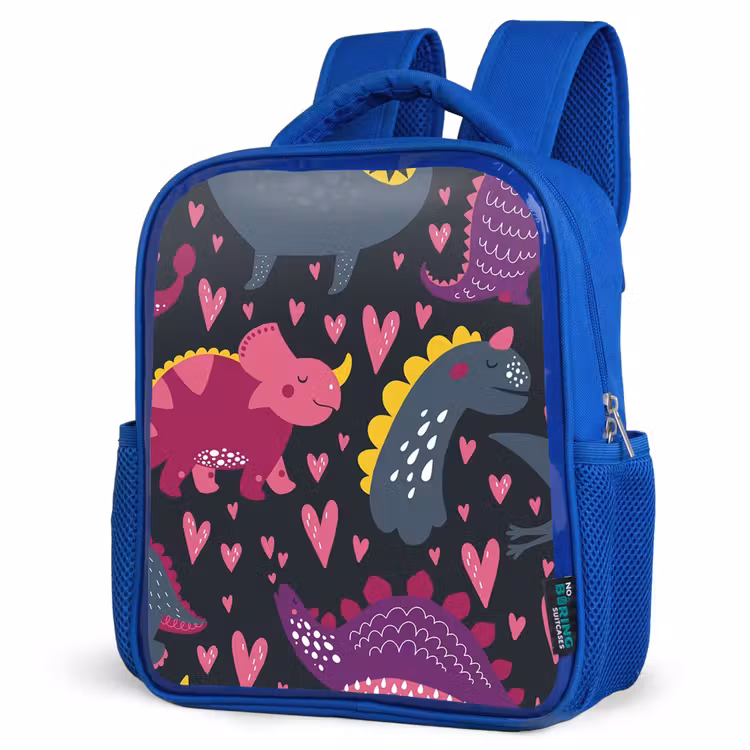 Kids backpack - Blue - Dinosaur - Child - Patterns - Pink - Girls — 7