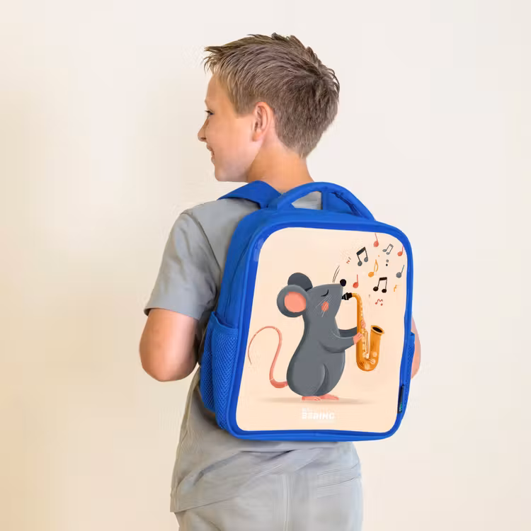 Kids backpack - Blue - Mouse - Saxophone - Music — 2