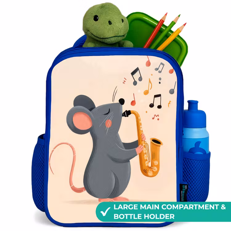 Kids backpack - Blue - Mouse - Saxophone - Music — 5