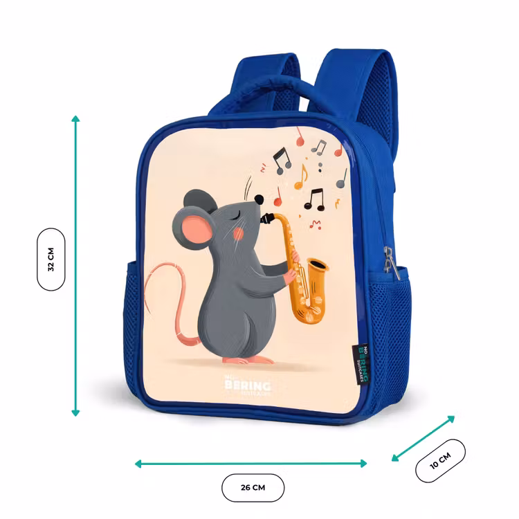 Kids backpack - Blue - Mouse - Saxophone - Music — 6