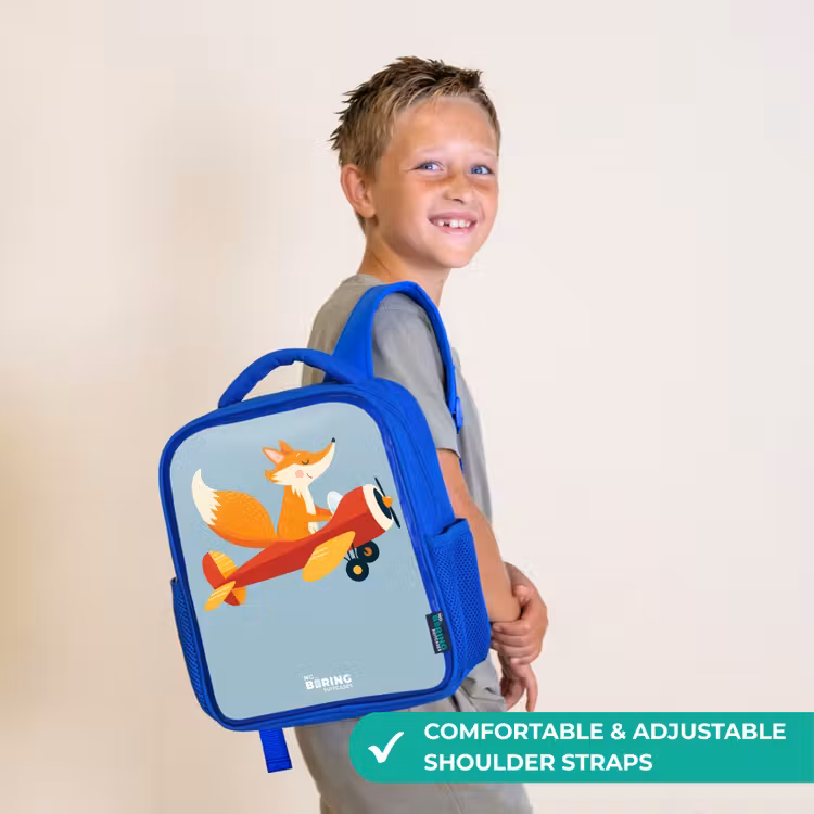 Kids backpack - Blue - Fox - Airplane - Flies — 4