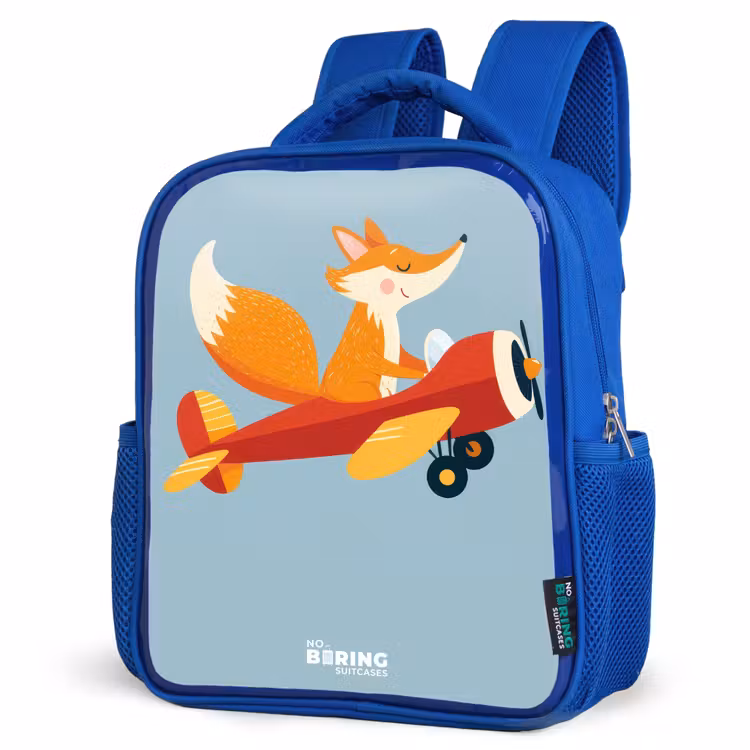 Kids backpack - Blue - Fox - Airplane - Flies — 7