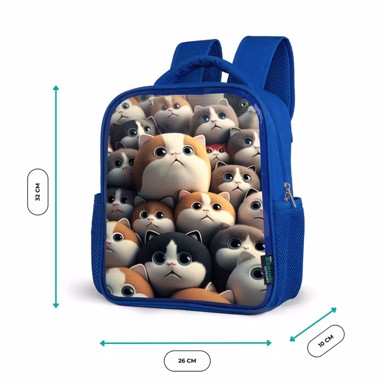 Kids backpack - Blue - Patches of Cats — 6
