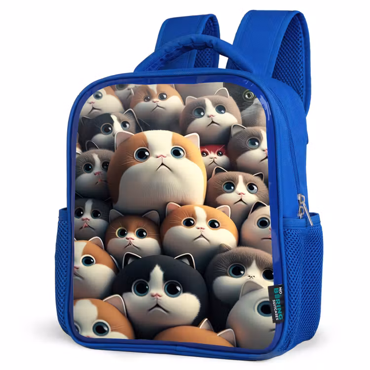 Kids backpack - Blue - Patches of Cats — 7