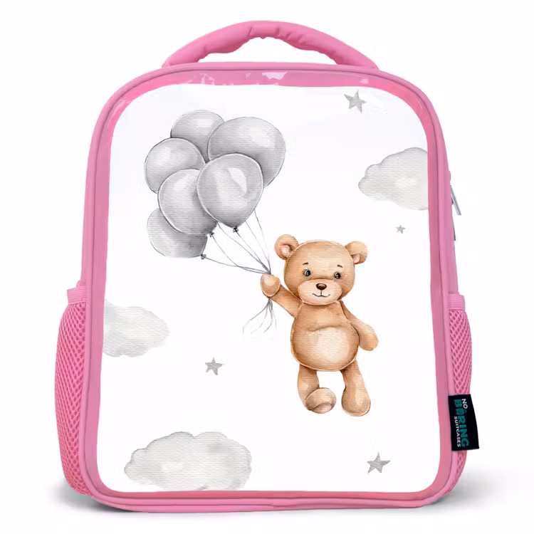 Kids backpack - Pink - Bear - Balloon - Stars - Children — 1