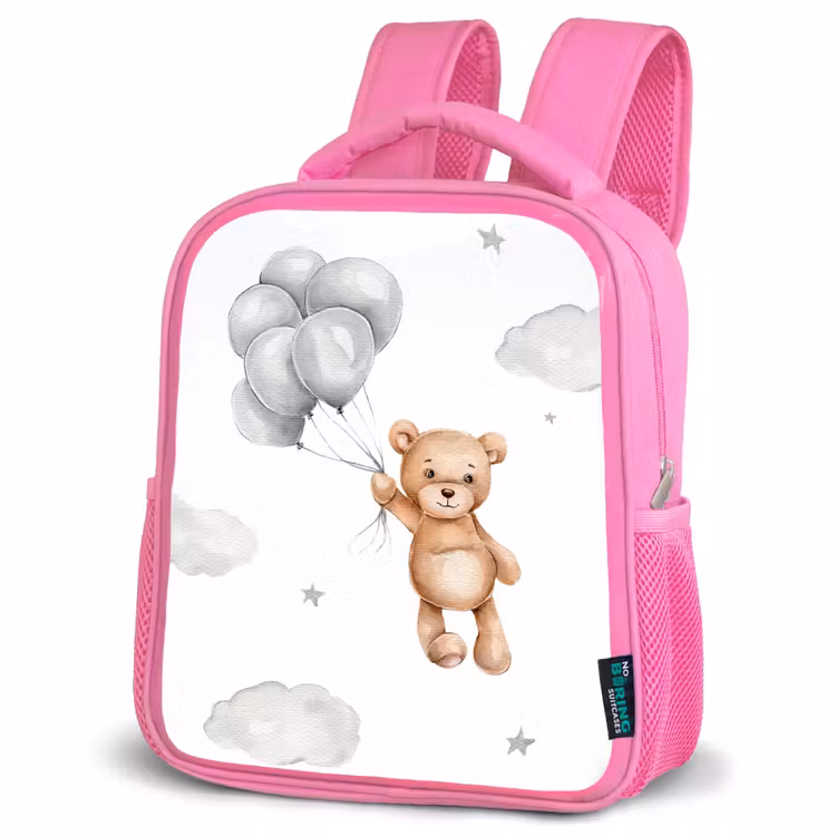 Kids backpack - Pink - Bear - Balloon - Stars - Children — 4