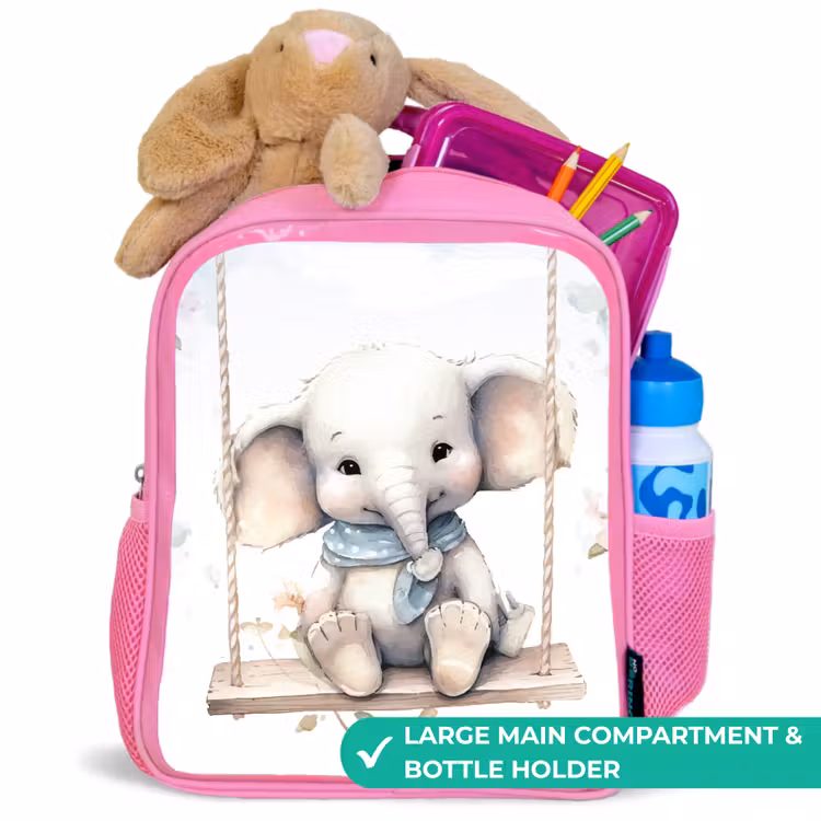 Kids backpack - Pink - Elephant - Animal - Children — 2