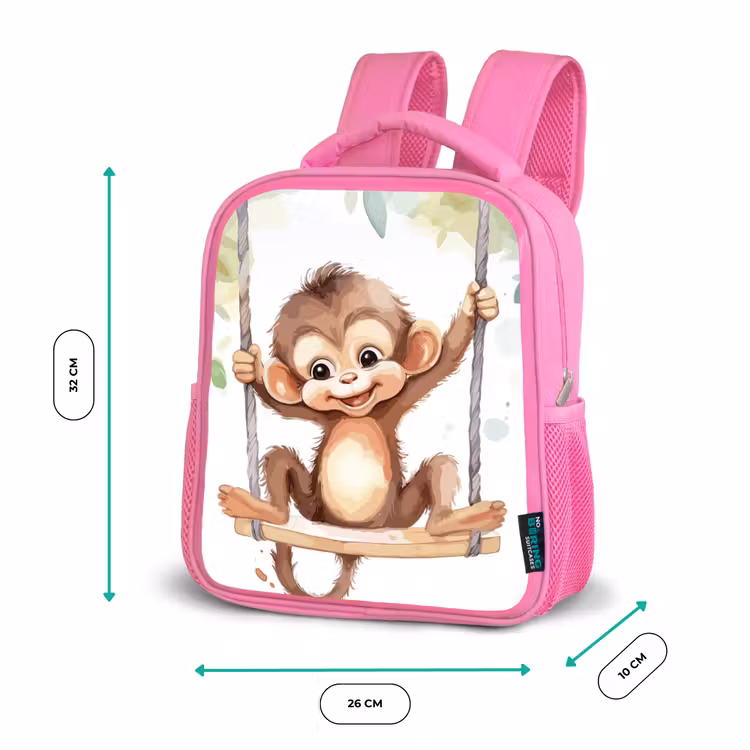 Kids backpack - Pink - Monkey - Animal - Children - Jungle — 3