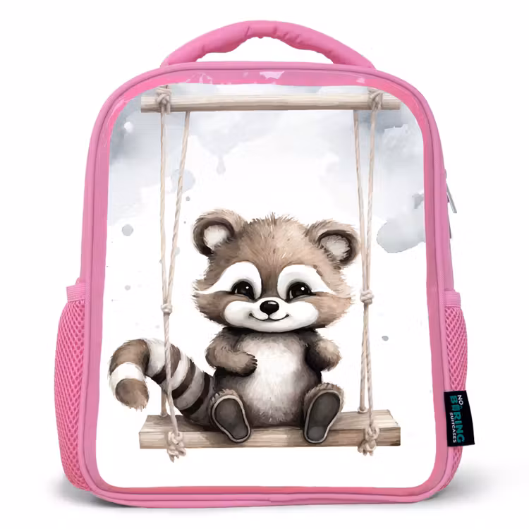Kids backpack - Pink - Raccoon - Animal - Children — 1