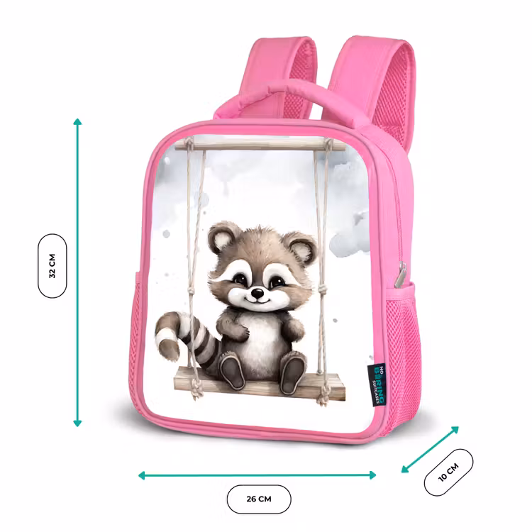 Kids backpack - Pink - Raccoon - Animal - Children — 3