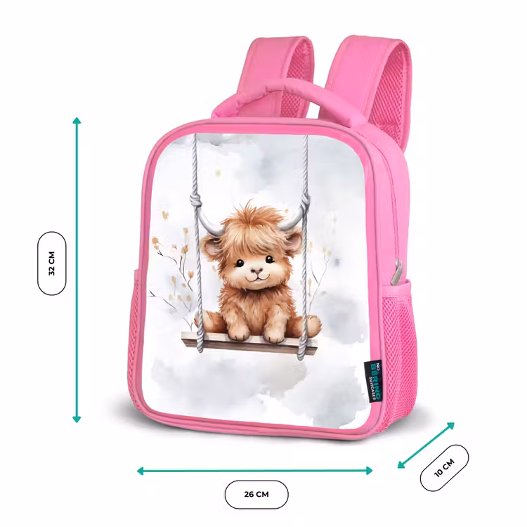 Kids backpack - Pink - Scottish highlander - Animal - Children — 3