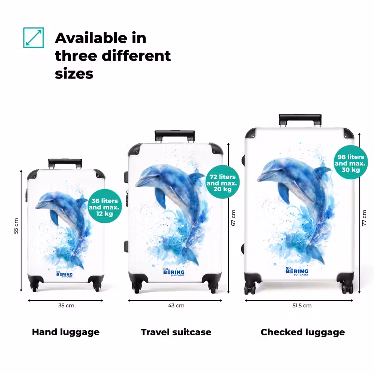 Suitcase - Blue dolphin on a white background — 3