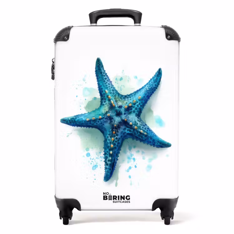 Suitcase - Blue starfish on a white background — 1