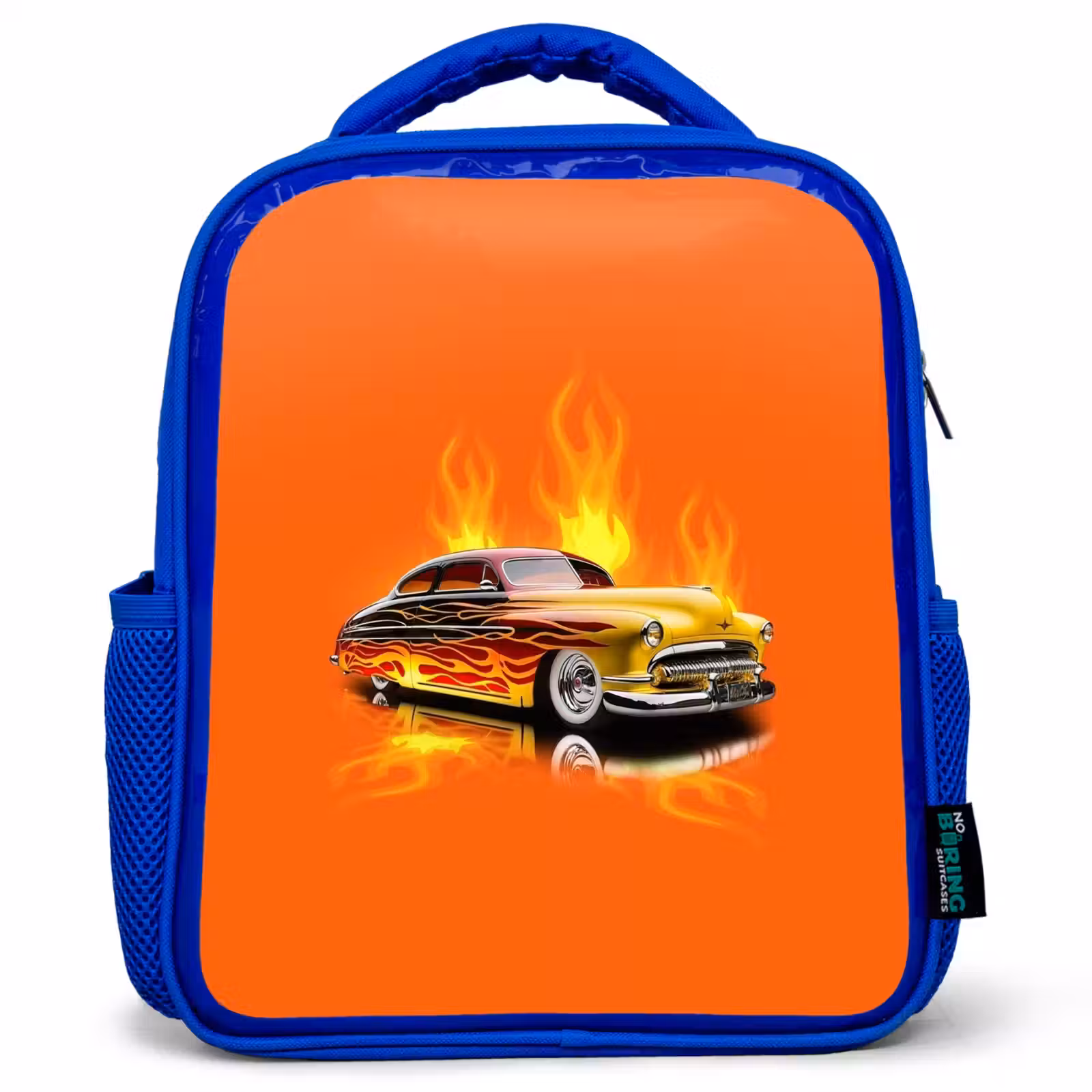 Kids backpack - Blue - Yellow car with yellow flames — 1