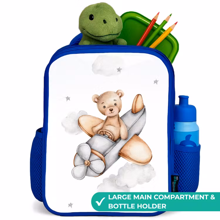 Kids backpack - Blue - Bear - Airplane - Stars - Children — 5