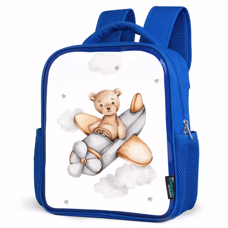 Kids backpack - Blue - Bear - Airplane - Stars - Children — 7