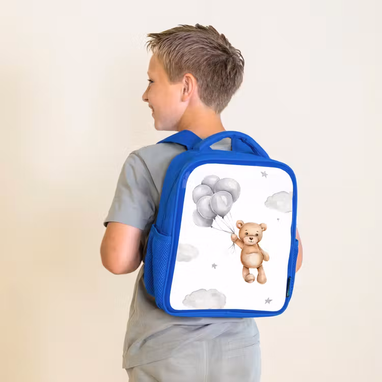 Kids backpack - Blue - Bear - Balloon - Stars - Children — 2