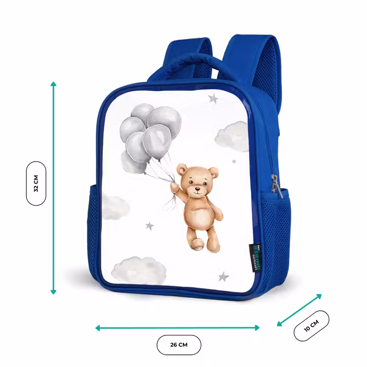 Kids backpack - Blue - Bear - Balloon - Stars - Children — 6