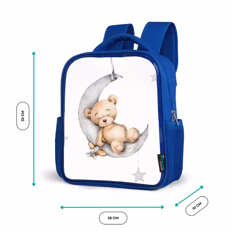 Kids backpack - Blue - Bear - Moon - Stars - Children — 6
