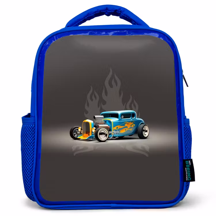 Kids backpack - Blue - Blue car with gray flames — 1