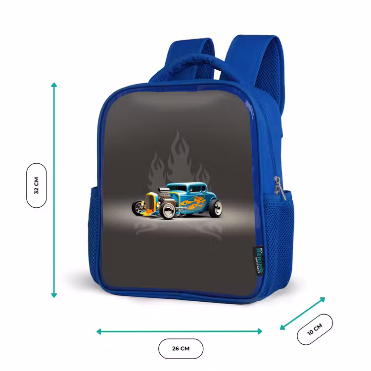 Kids backpack - Blue - Blue car with gray flames — 6