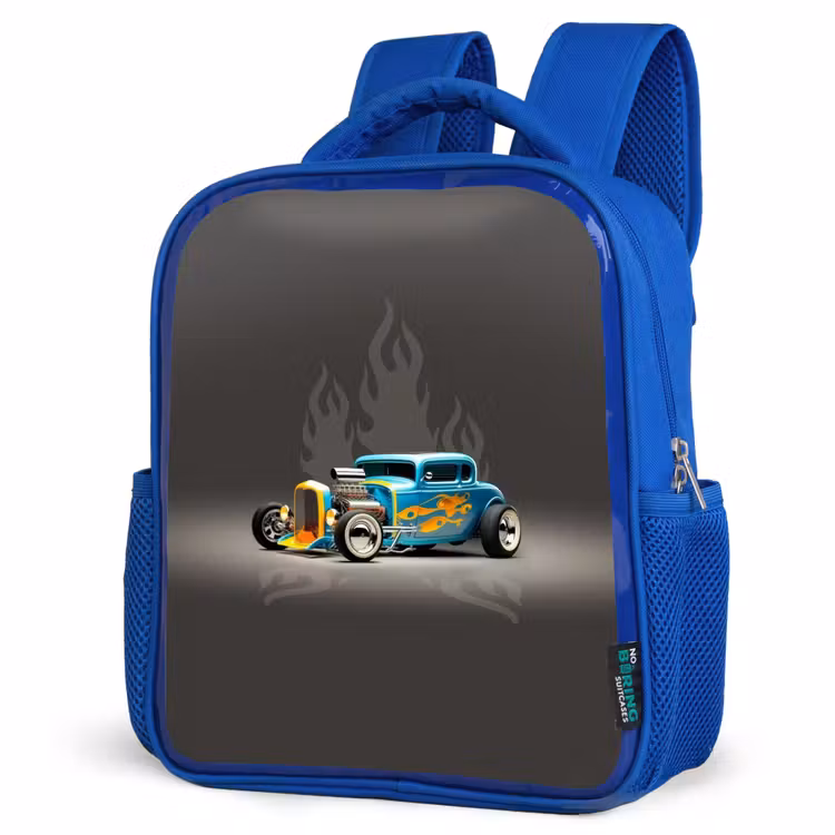 Kids backpack - Blue - Blue car with gray flames — 7