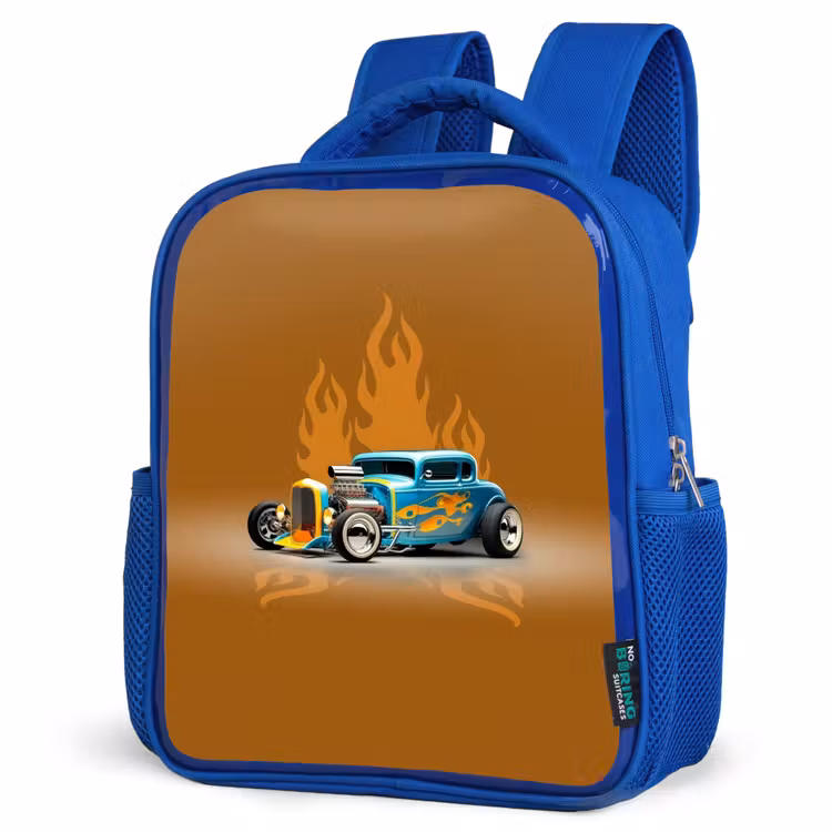 Kids backpack - Blue - Blue car with yellow flames — 7