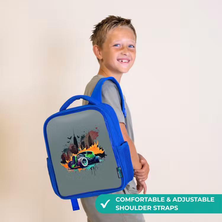 Kids backpack - Blue - Car in ghost town — 4