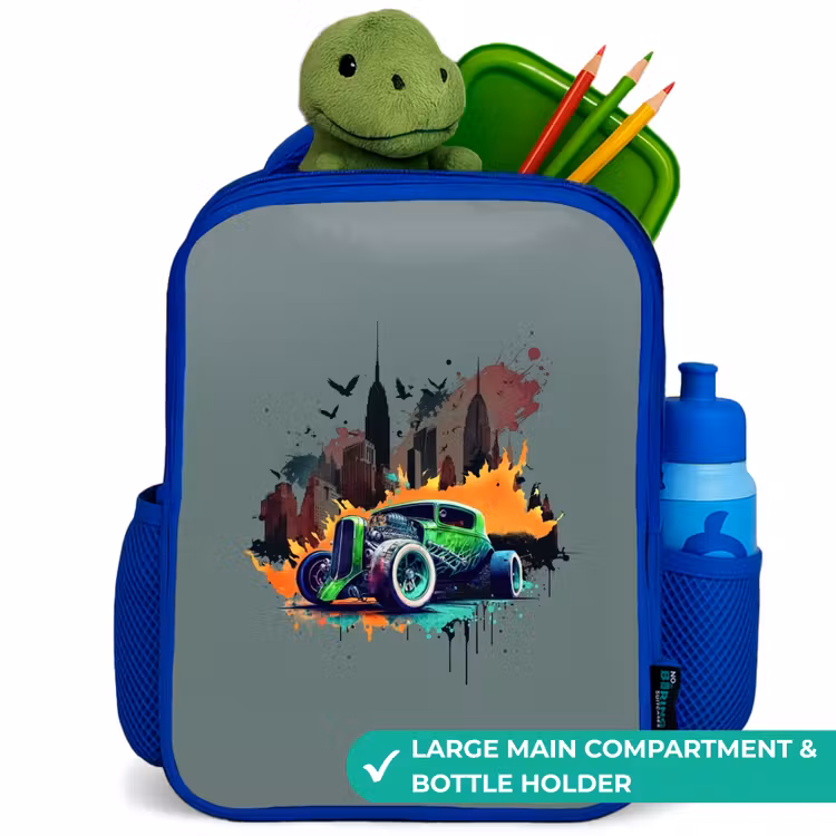 Kids backpack - Blue - Car in ghost town — 5