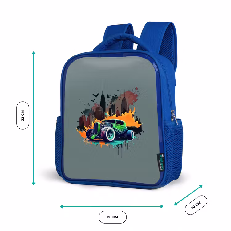 Kids backpack - Blue - Car in ghost town — 6
