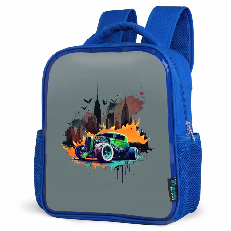 Kids backpack - Blue - Car in ghost town — 7