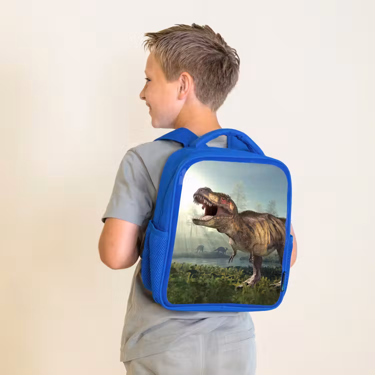 Kids backpack - Blue - Dino - Grass - Drawing - Kids - Boys — 2