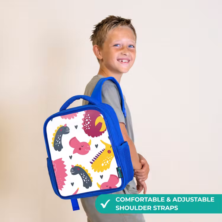 Kids backpack - Blue - Dino - Patterns - Child - Pink - Girls — 4