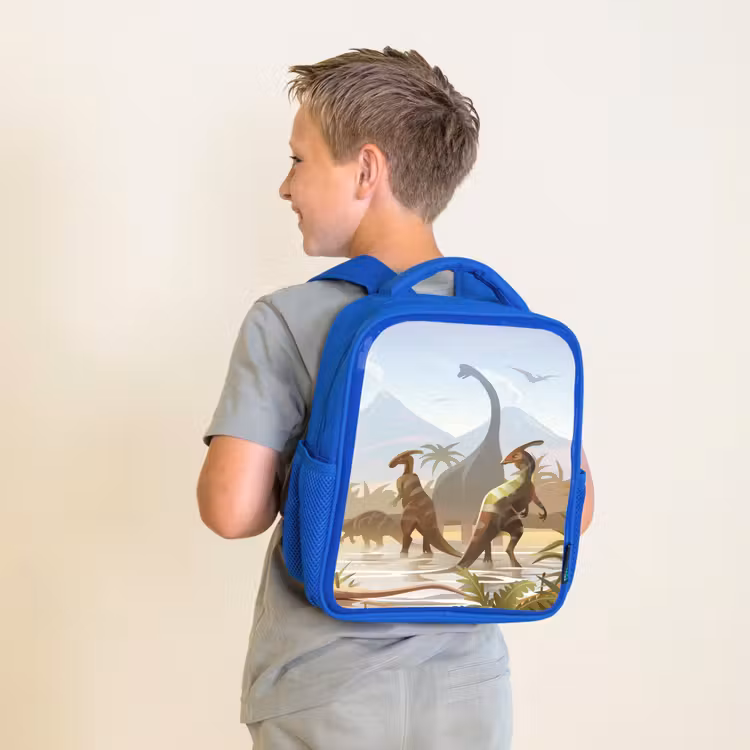 Kids backpack - Blue - Dinosaur - Landscape - Tropical - Kids - Boys — 2