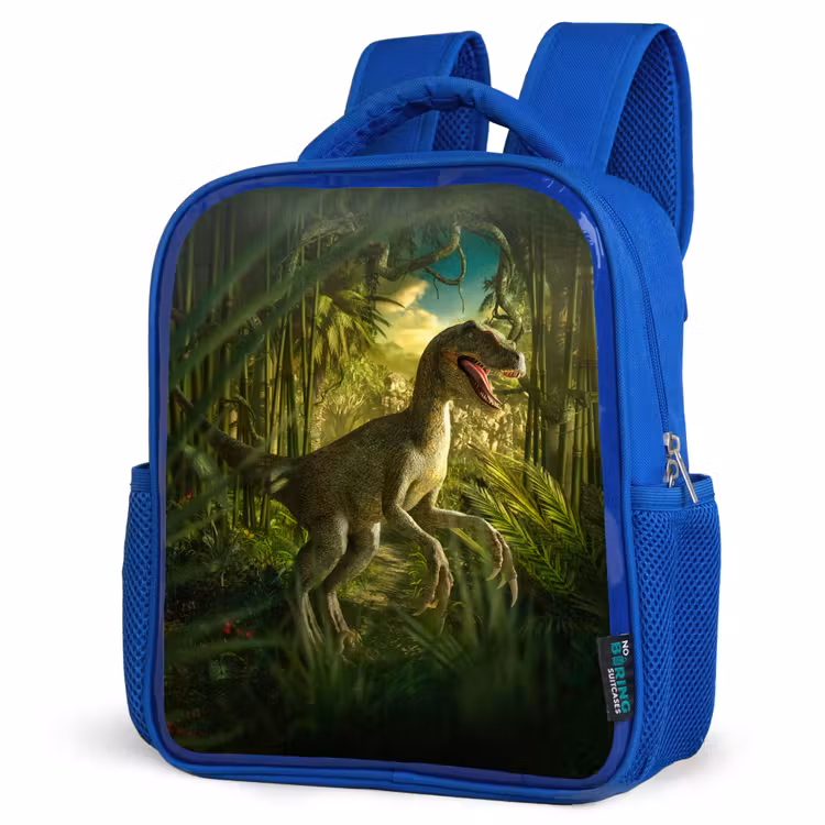 Kids backpack - Blue - Dinosaur - Plants - Green - Illustration - Kids - Boys — 7
