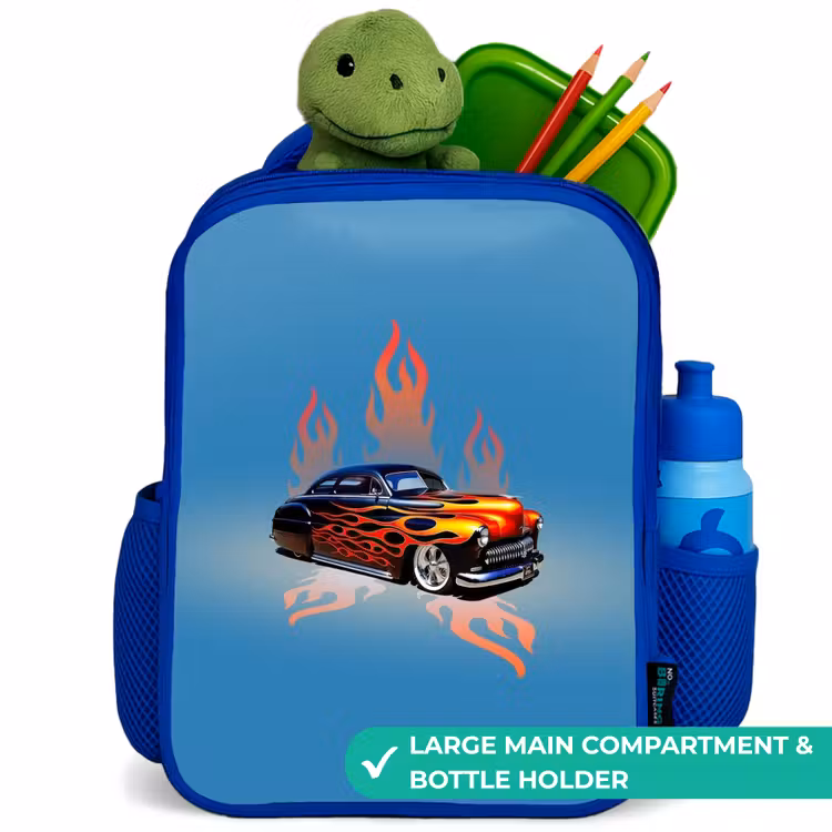 Kids backpack - Blue - Hotrod flames — 5