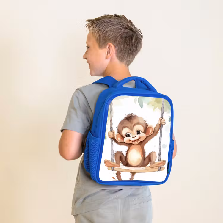 Kids backpack - Blue - Monkey - Animal - Children - Jungle — 2