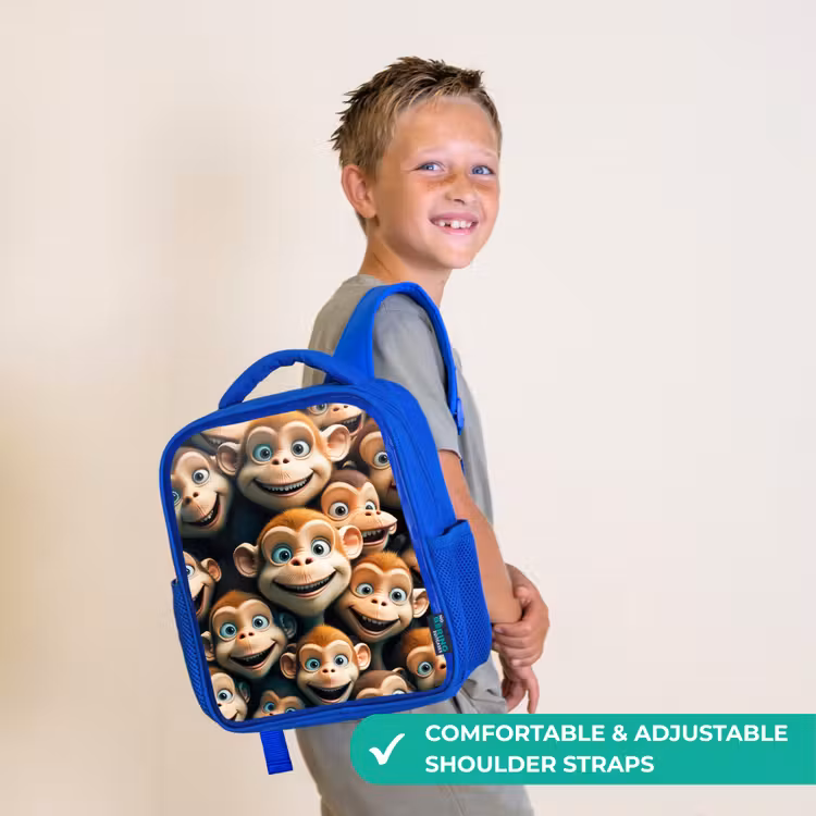 Kids backpack - Blue - Monkey Strokes — 4