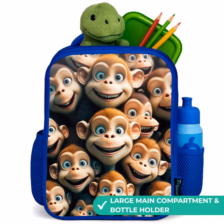 Kids backpack - Blue - Monkey Strokes — 5