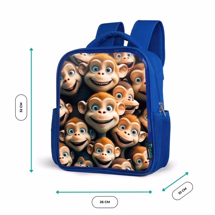 Kids backpack - Blue - Monkey Strokes — 6