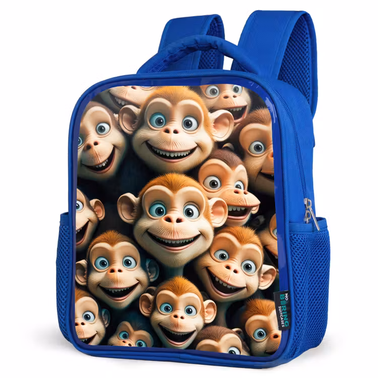Kids backpack - Blue - Monkey Strokes — 7