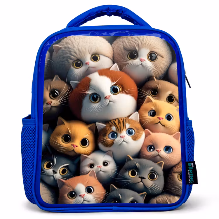 Kids backpack - Blue - Orange Cats — 1