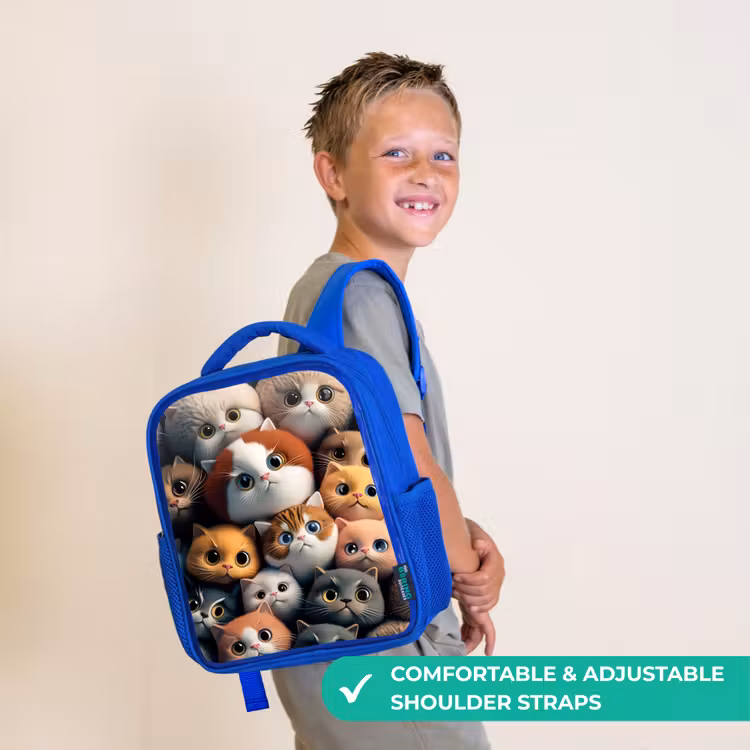 Kids backpack - Blue - Orange Cats — 4