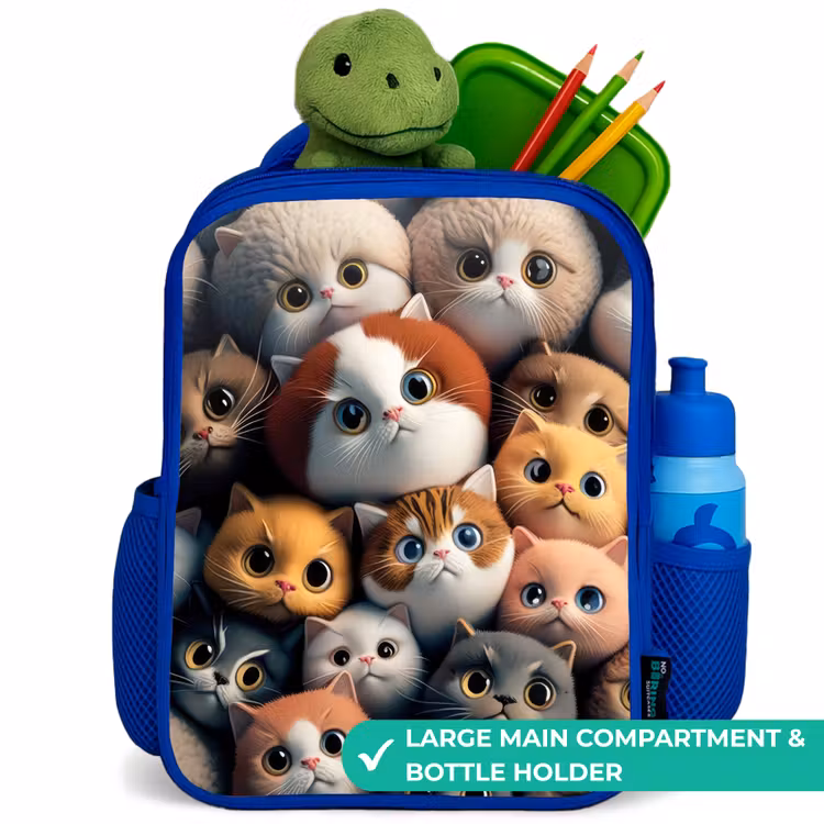 Kids backpack - Blue - Orange Cats — 5