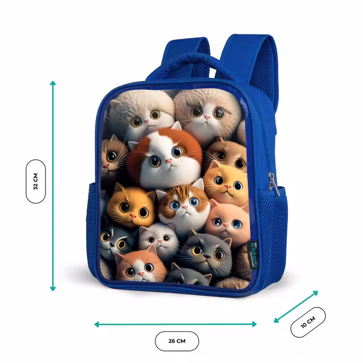 Kids backpack - Blue - Orange Cats — 6