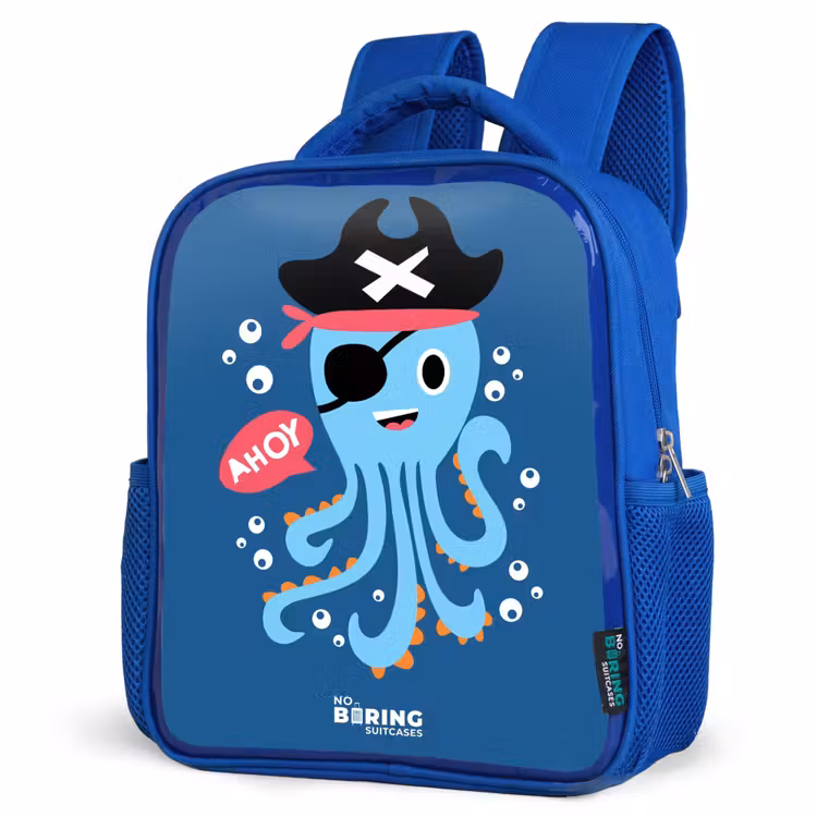 Kids backpack - Blue - Pirate octopus with a hat — 7